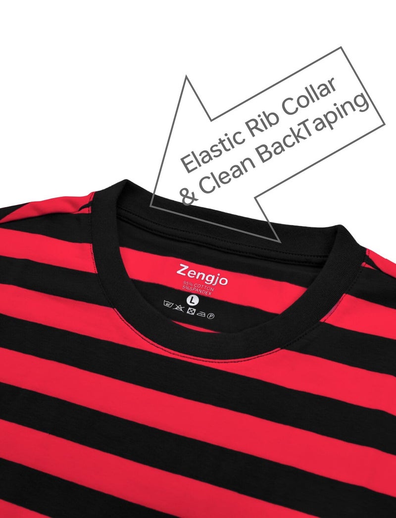 Zengjo Red and Black Striped Shirt Men(XS,Black&Red WD) - Image 5